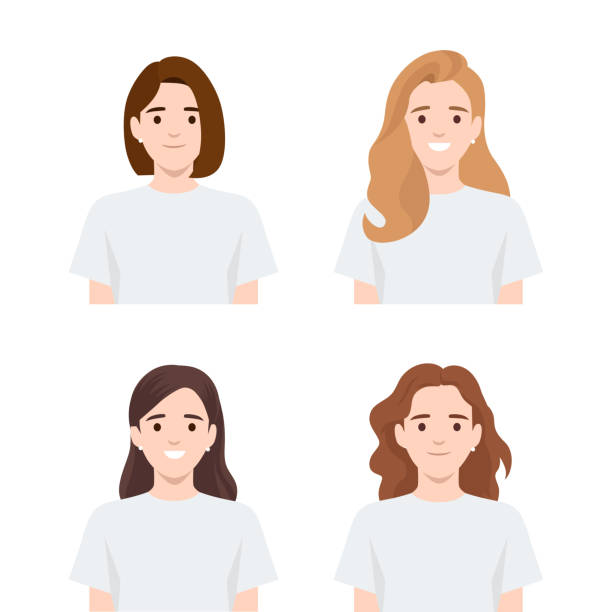 Set of women avatar icons. Set of women avatar icons. Flat vector illustration isolated on white background short weave hairstyles stock illustrations