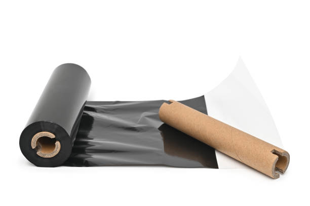 istock Black roll wax ribbon for thermal transfer printer in core 2178563240