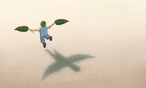 istock Flying kid. freedom and imagination concept art. surreal painting. 2178565964