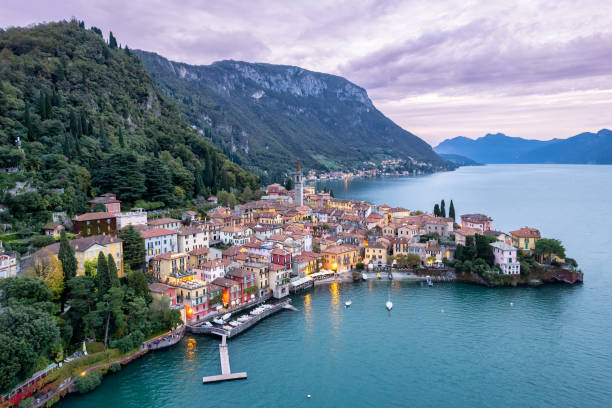 istock Magical Twilight Over Varenna Village on Lake Como 2178566820