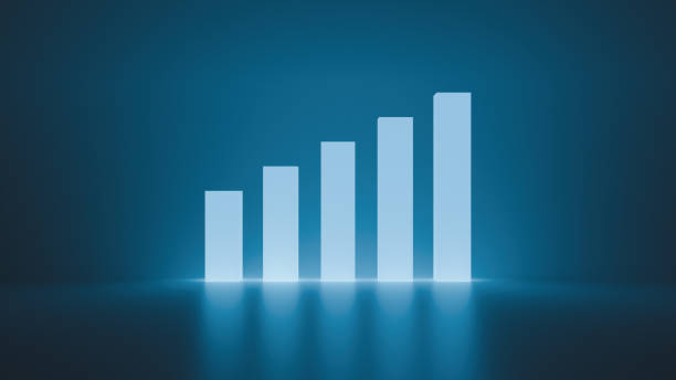 istock Blue ascending bar chart on a dark background, representing growth and success 2178575282