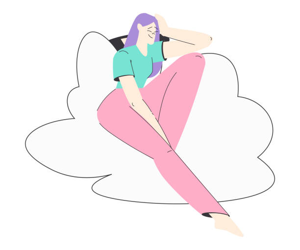 istock Dreaming Woman Character with Head in Cloud Having Fancy Imagination Vector Illustration 2178577774