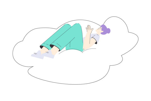 istock Dreaming Woman Character with Head in Cloud Having Fancy Imagination Vector Illustration 2178577779