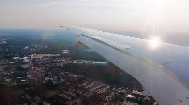 istock Warehouse area under the wing of an airplane. 2178583001