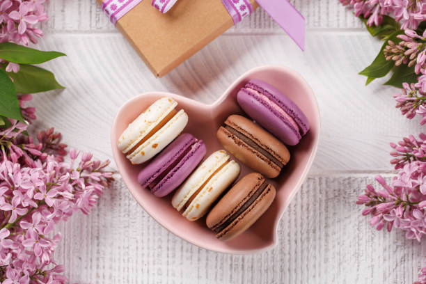 istock Colorful macaroons, arranged in a delightful display of vibrant hues 2178583237