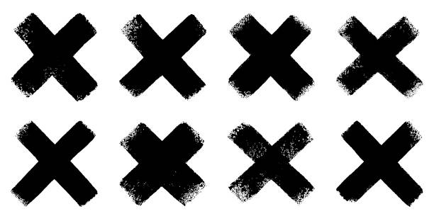 Cross sign. Paint roller strokes. Hand drawn design elements.