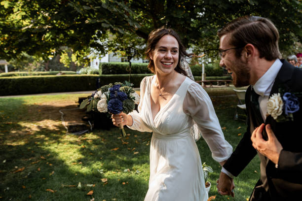 Happy Bride and Groom On their Wedding Day Ceremony