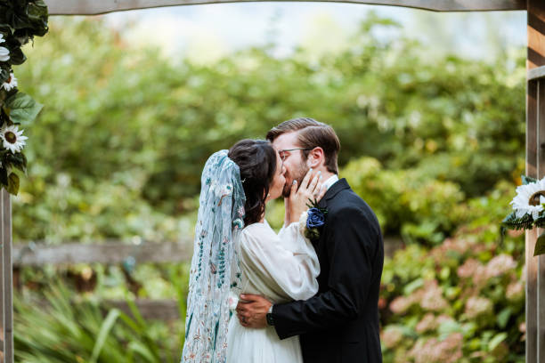 Happy Bride and Groom On their Wedding Day Ceremony