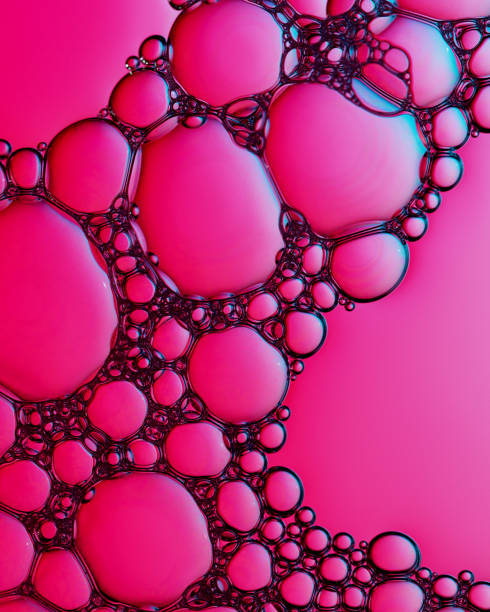 istock Macro close up of water bubbles with copy space on pink background 2178587781