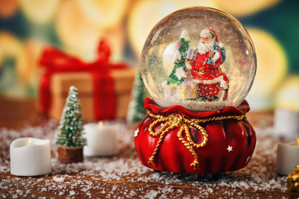 Christmas Decoration with Snow Globe and Holiday Lights