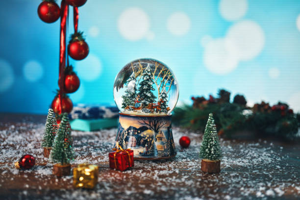 Christmas Decoration with Snow Globe and Holiday Lights