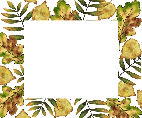Rectagular Fall Frame Rectangular Square Frame Of Autumn Leaves Stock Illustration - Download ...