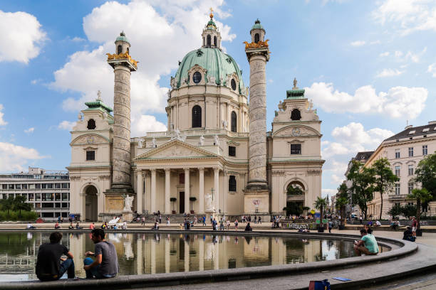 Vienna, Austria - September 13, 2019: Beautiful Karlskirche (St. Charles Church)
