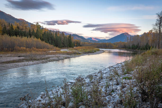 istock Sunset view of Elk River and mountains range in Canada 2178597928