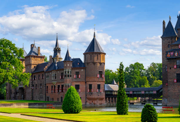 Image of the famous Doorwerth Castle in The Netherlands as seen from one of the public roads surrounding the castle.