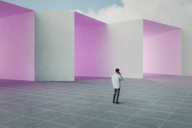 istock Casual man on the phone in VR environment 2178609828