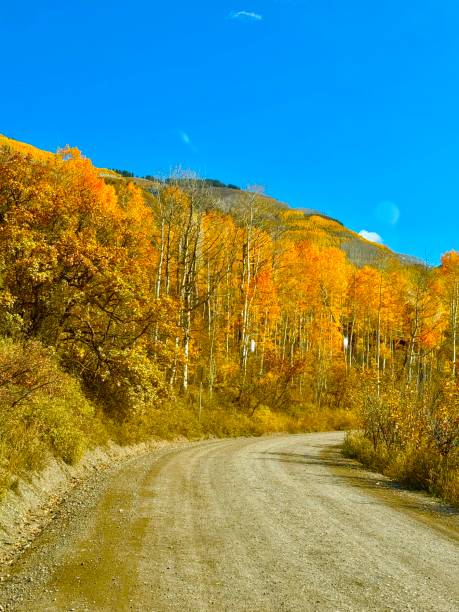 Driving on on roads in the Rocky Mountains in Colorado around Ouray.