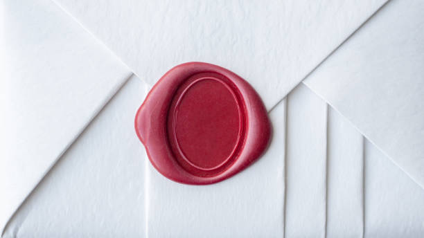 istock Wax seal stamp on white paper wrap packaging parcel box 2178617191
