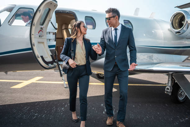 istock Senior Asian Business Leaders Alighting from Jet 2178619710