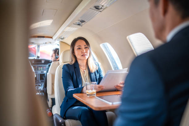 istock Mature Asian Business Executives Working in Private Jet 2178619723