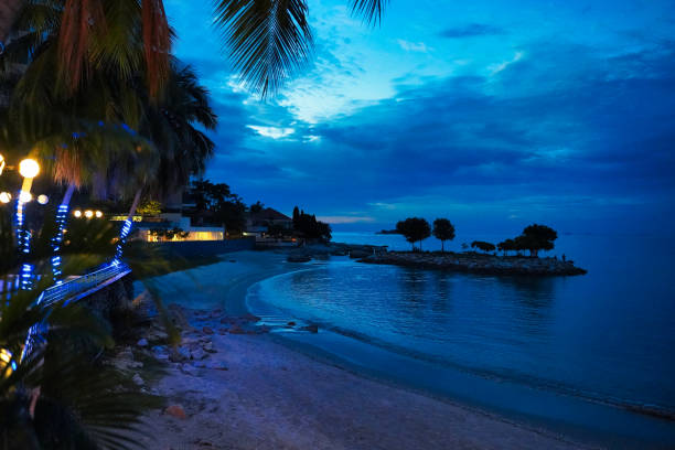 George Town,Penang,Malaysia,April 30,2019-Post sunset with sea views from the Mercure Hotel on Penang Island