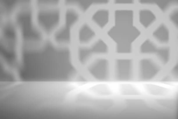 Shadow of white pattern of abstract geometric on gray background. Mock up. Copy space
