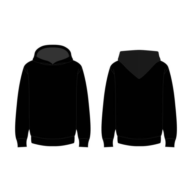 istock Men's black blank hoodie template showcasing both sides on an invisible mannequin. Isolated on a white background, perfect for design mockups and print projects. 2178640429