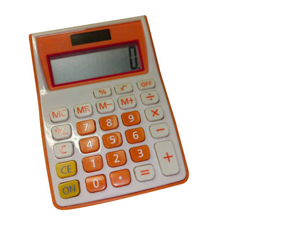 istock top view orange and white calculator on white background, object, business, comfortable, finance, copy space 2178643315