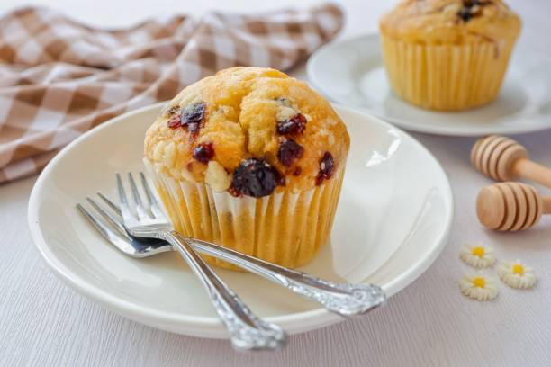 istock Muffin in white plate on white background, 2178646752