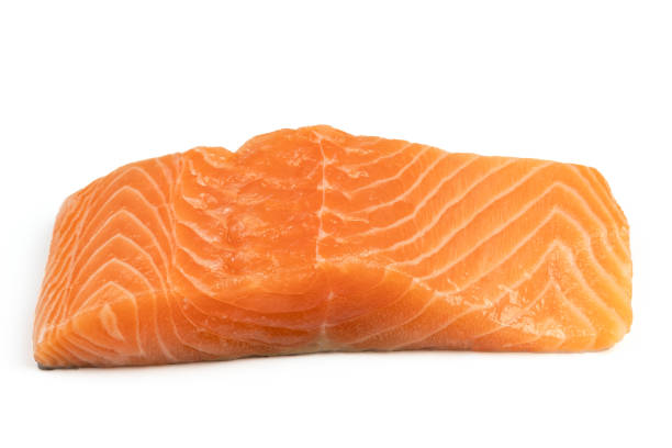 istock raw salmon fillet, isolated on a white background 2178647588