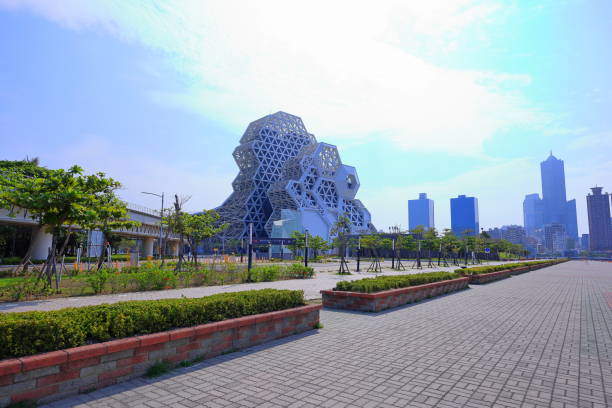 Kaohsiung, TAIWAN – April 30th, 2023: Kaohsiung Music Center (Coral Zone) at Haibian Rd, Lingya District, Kaohsiung City, Taiwan