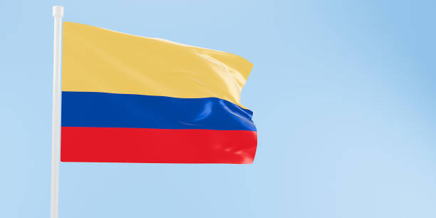 istock Colombia flag of silk-3D illustration. 3d render. 2178650997