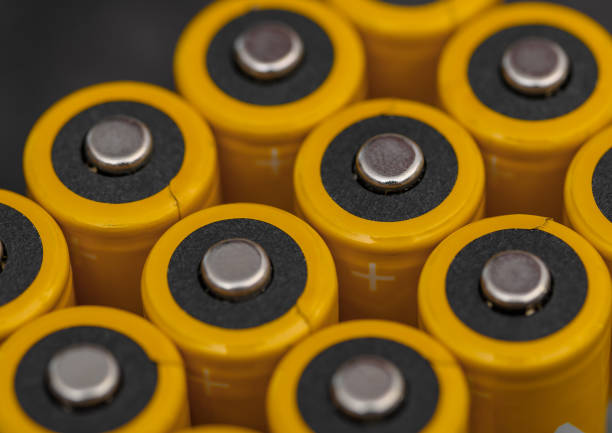 Battery, isolated lithium ion batteries close up