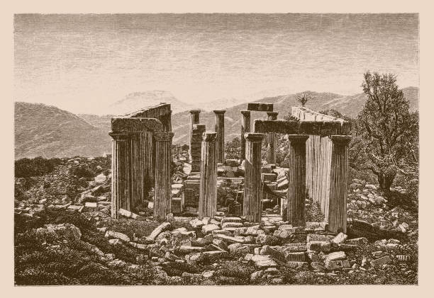 Temple of Apollo of Phigalia : in the distance Mount Ithome