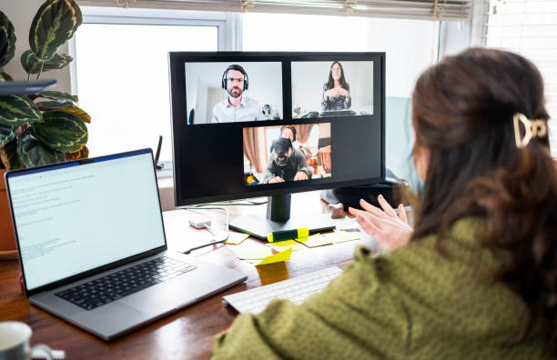istock Woman having business conference from home office 2178656717