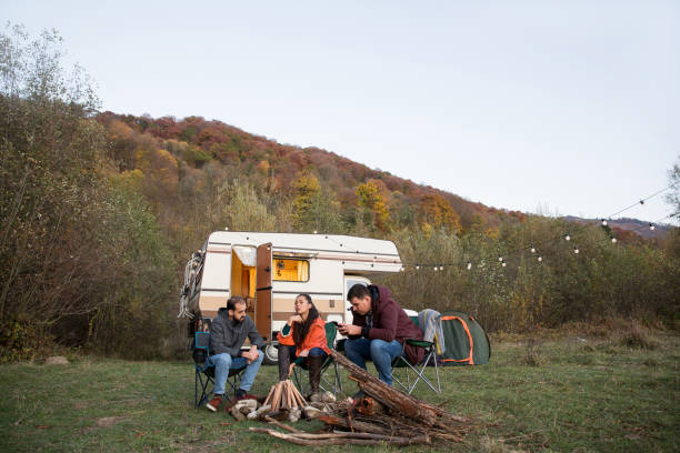 istock Group of friends camping together in the mountains 2178657493