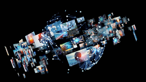 istock Digital contents concept. Social networking service. Streaming video. communication network. 2178658439