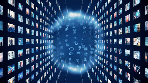 istock Digital contents concept. Social networking service. Streaming video. communication network. 2178658473