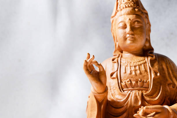 istock Close-up of buddha statue hand in meditative pose 2178660435