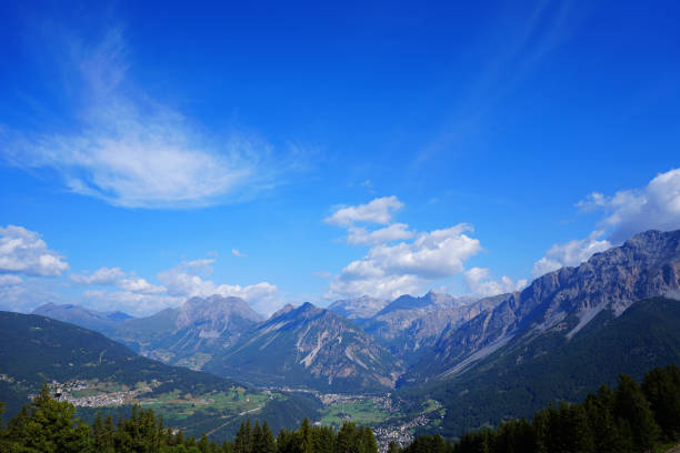 View of the Bormio valley in Alta Valtellina (Lombardy - Italy).