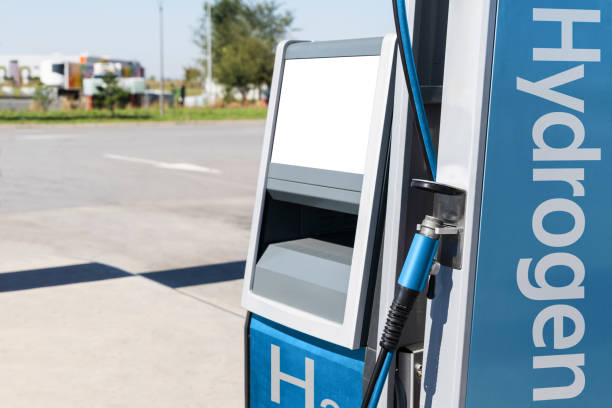 istock A hydrogen fueling nozzle. Refueling car with hydrogen fuel. 2178660983