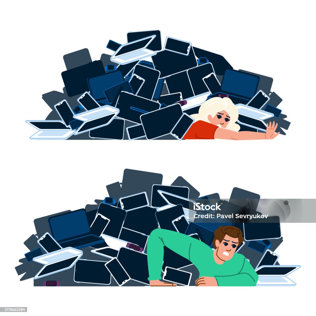 Tech Overload Symbol Fatigue Stress Technology Overload Vector Stock Illustration - Download ...