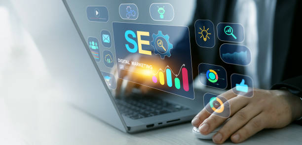 istock Search engine optimization marketing and online traffic on website.Business person who using a computer for analysis SEO. Attract organic traffic,boost visibility and dominate search engine ranking. 2178664626