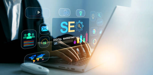 istock Search engine optimization marketing and online traffic on website.Business person who using a computer for analysis SEO. Attract organic traffic,boost visibility and dominate search engine ranking. 2178664627