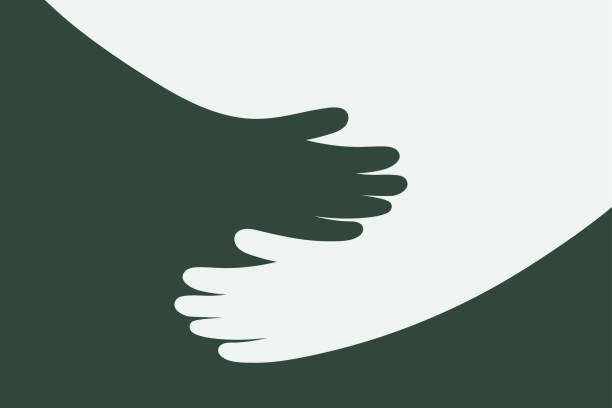 Artistic vector of hands in an embrace, symbolizing charity, empathy, and protection. Ideal for use in non-profit organization campaigns and advertisements. Artistic vector of hands in an embrace, symbolizing charity, empathy, and protection. Ideal for use in non-profit organization campaigns and advertisements unity-clipart stock illustrations