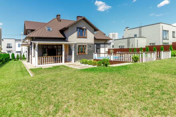 istock Cozy Backyard with Elevated Pool and Green Garden 2178666861