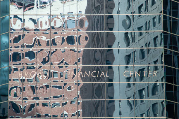 Close-up and abstract background of modern corporate building facade.