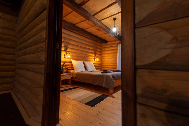 istock Cozy Log Cabin Bedroom Interior 2178674463