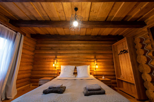 istock Cozy Wooden Cabin Bedroom with Rustic Decor 2178674470