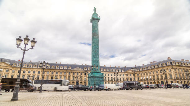 istock Vendome column with statue of Napoleon Bonaparte on the Place Vendome timelapse hyperlapse. Paris, France. 2178677343